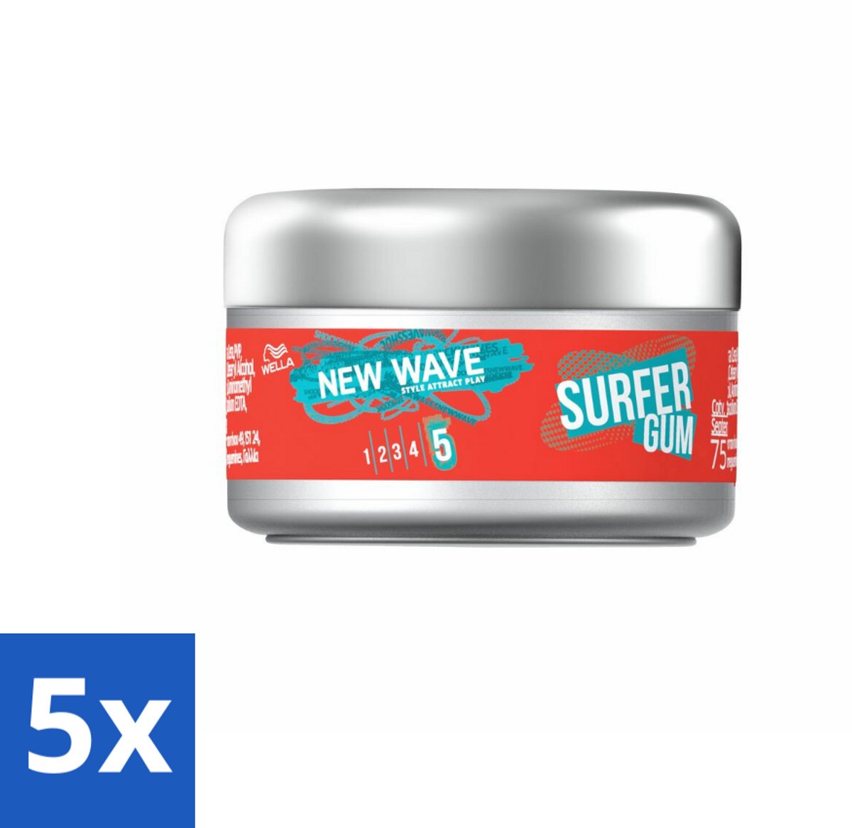 5 x Wella – New Wave Shockwaves Texture Gum - 75 ml - Haar Styling - Haar Texture - Haar Fixatie - Haar Hermodelleerbaar - Haar Textuur