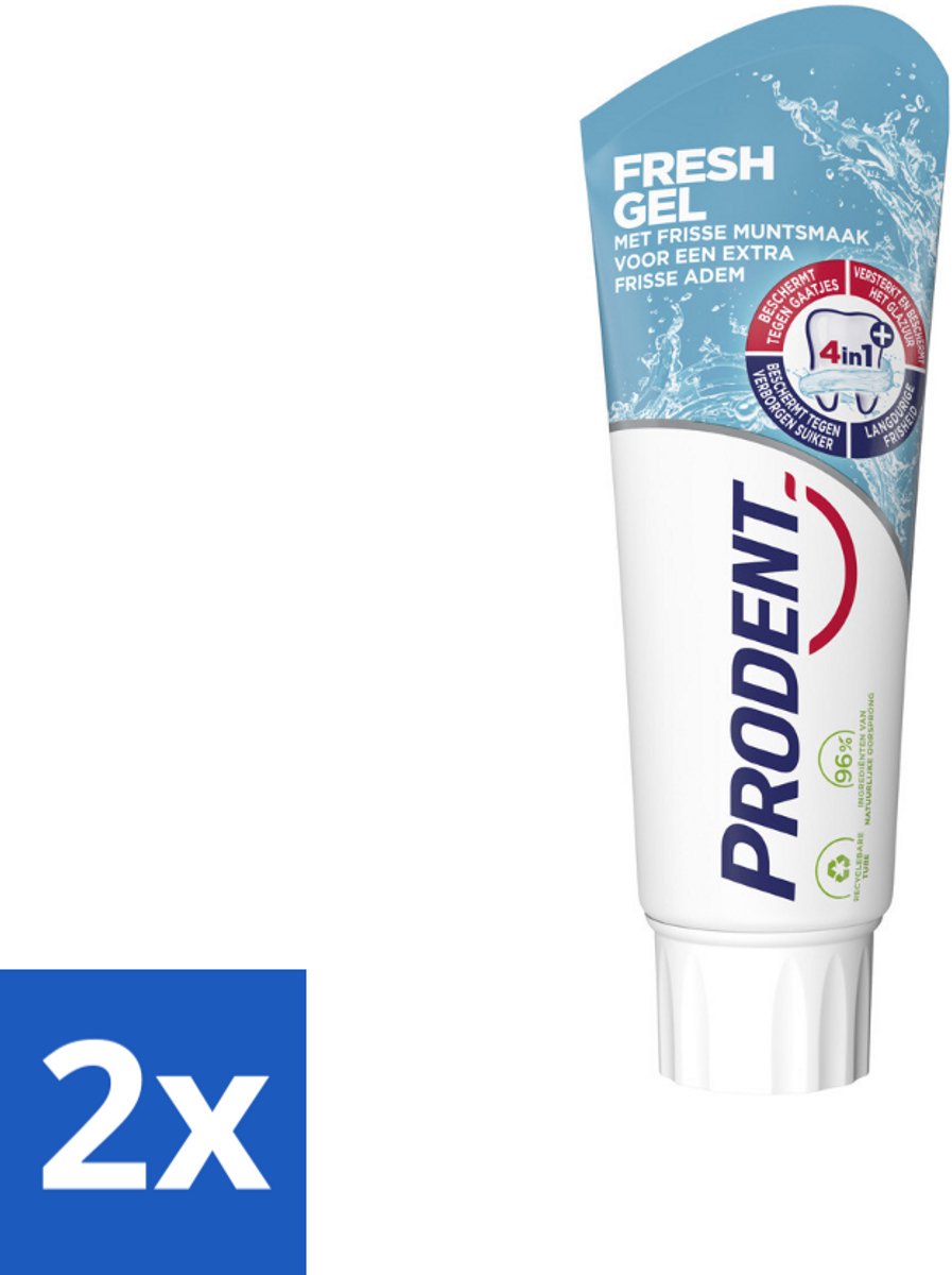 2 x Prodent – Tandpasta – Fresh Gel – 75 ml - Frisse Mond - Anti-cariës - Tandplak - Tanderosie - Glazuur Bescherming