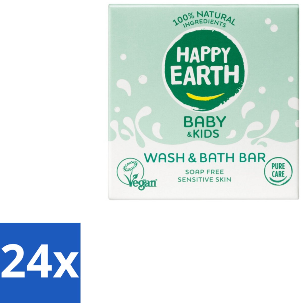 24 x Happy Earth – Wash & Bath Bar – 100% Natuurlijk Baby & Kids – 50 g - Baby Wasbar - Kind Badbar - Natuurlijke Wasbar - Zeepvrije Wasbar - Mild Wasbar