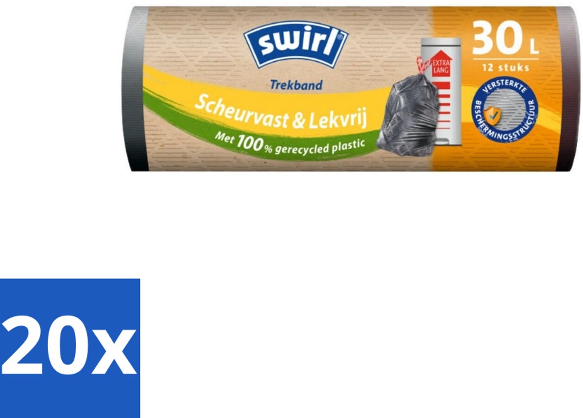 20 x Swirl – Afvalzakken – 30 L – Trekband – 12 zakken - Koffiezetapparaat