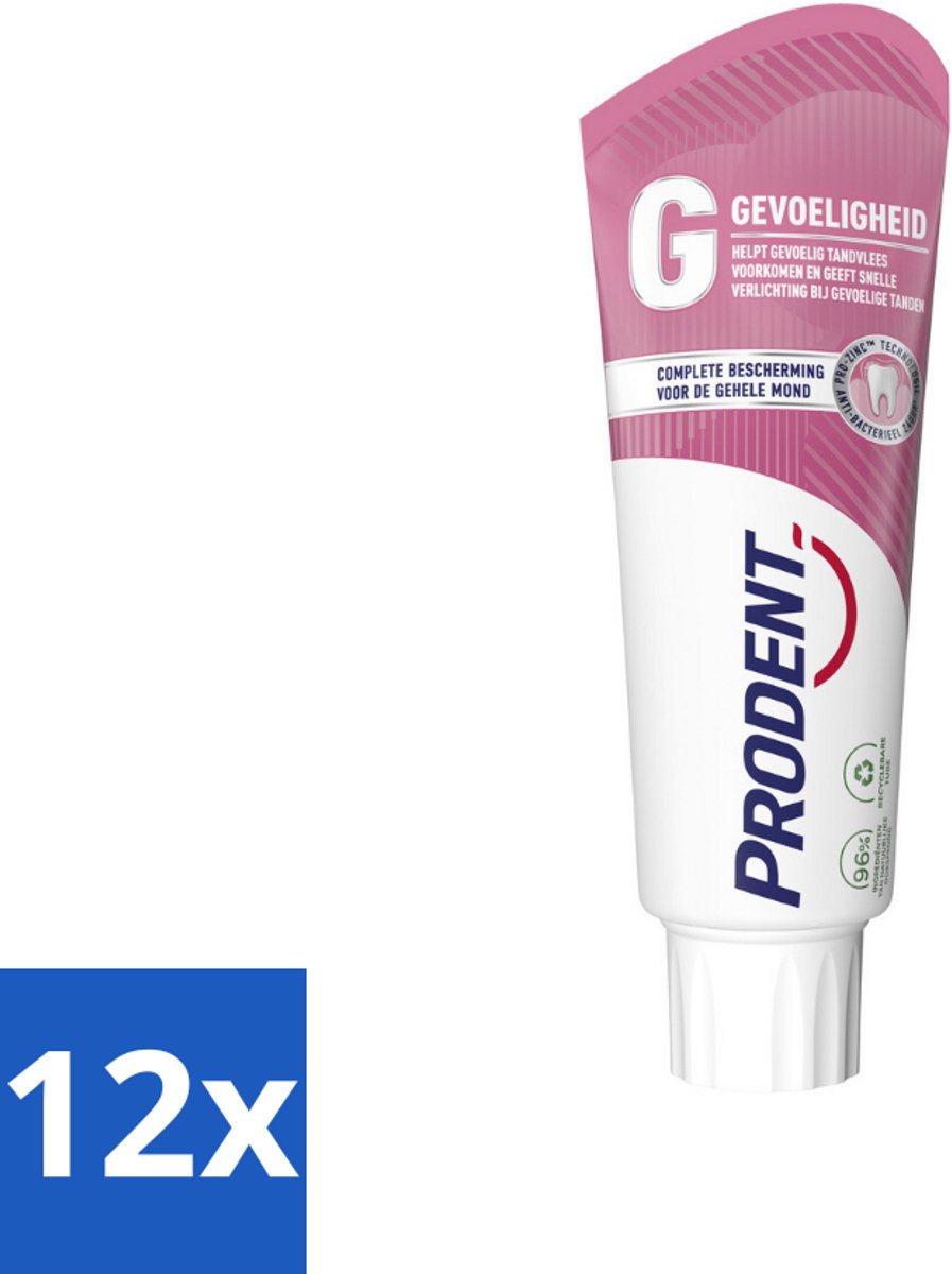 12 x Prodent – Tandpasta – Gevoeligheid – Pro-Zinc Technologie – 75 ml - Gevoelige Tanden - Gevoelig Tandvlees - Pro-Zinc - Antibacteriële Werking - Mondverzorging