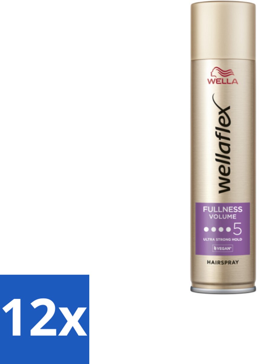 12 x Wella – Flex Fullness Volume Ultra Strong – Haarspray – 250 ml - Haarspray - Volume - Volle Haar - Fijn Haar - UV Bescherming