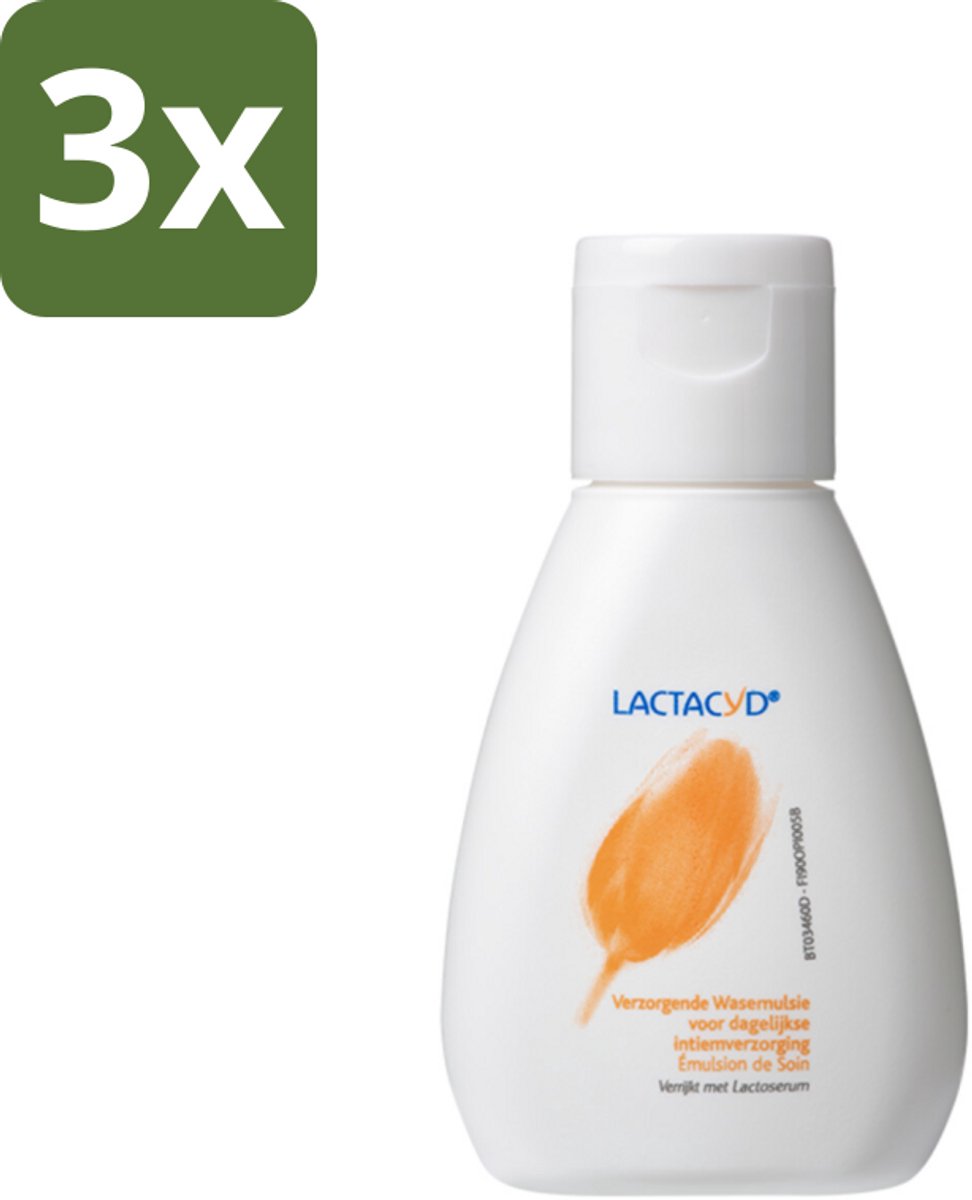 3 x Lactacyd – Verzorgend – Mild en pH-vriendelijk – 50 ml - Intieme Wasemulsie - Verzorging Intieme Zone - PH-vriendelijk - Melkzuur - Lactoserum