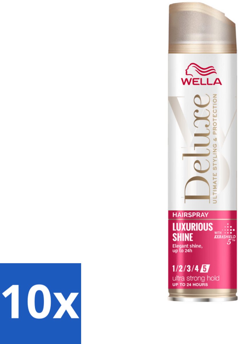10 x Wella – Deluxe Luxurious Shine – Haarspray – 250 ml - Haarspray - Glans - UV Bescherming - Anti-pluis - Hittebescherming