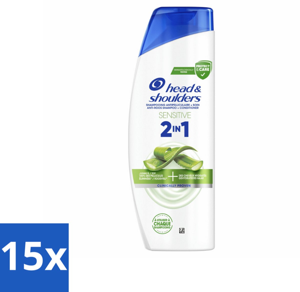 15 x Head & Shoulders – 2-in-1 – Sensitive – 300 ml - Anti-roos Shampoo - 2-in-1 Shampoo - Shampoo Tegen Roos - Hydraterende Shampoo - Dagelijkse Shampoo