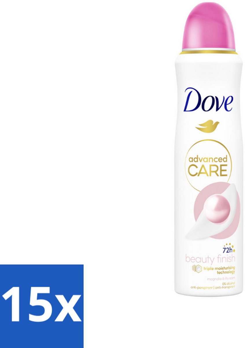 15 x Dove – Deodorant Spray – Beauty Finish – 150 ml - Anti-transpirant Spray - Beauty Finish - Deodorant Spray - Huidbescherming - Stralende Huid