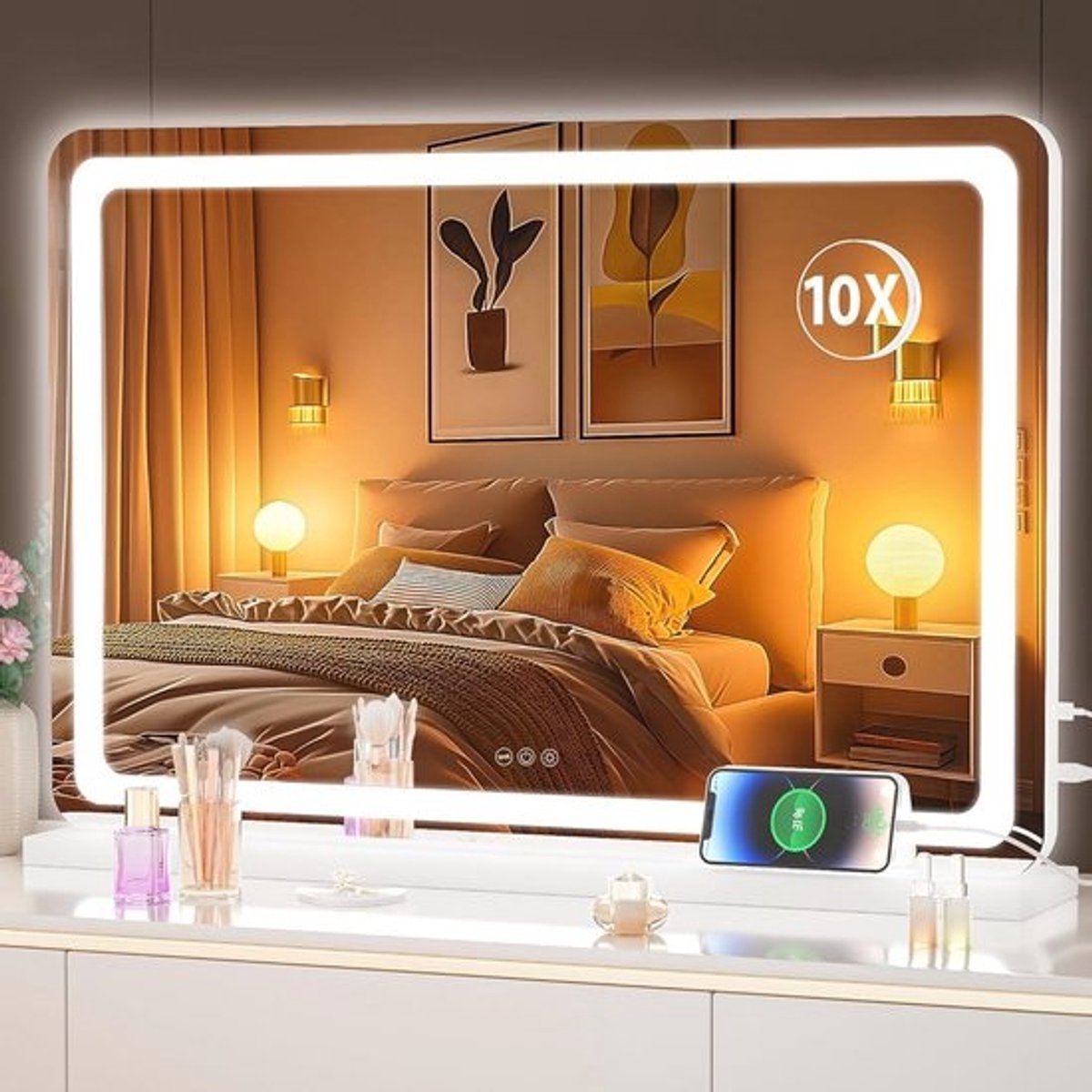 Verlichte Make-upspiegel 80 x 50 cm met Dimbare LED en Touchscreen Bediening