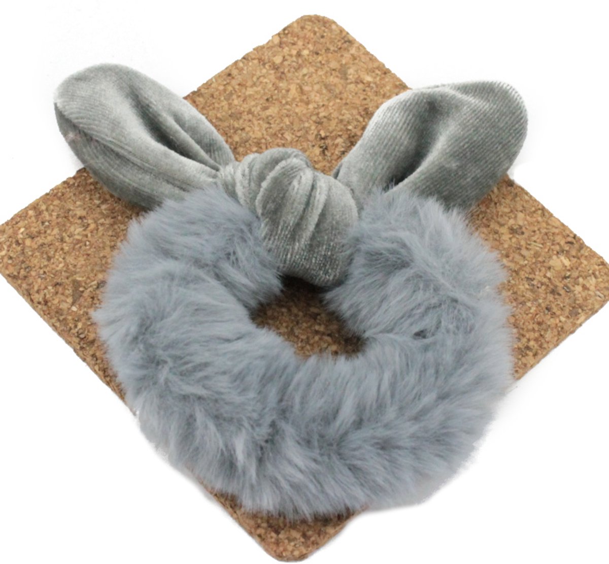 Grijze Haarband met Pluche Oren - Trendy en Stijlvol