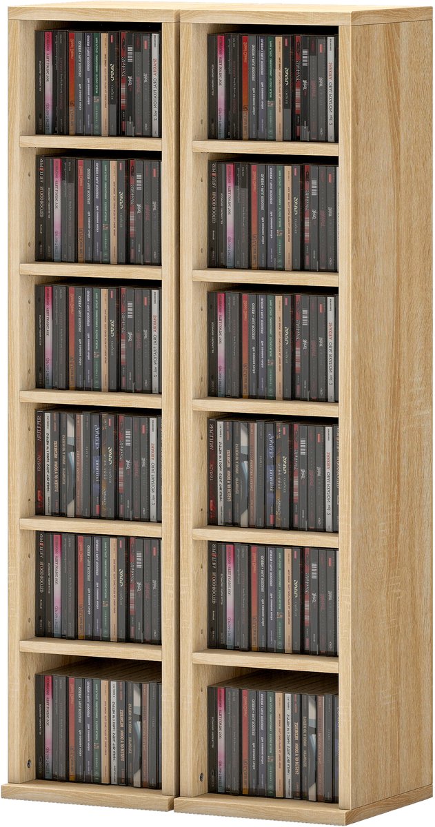 CD-Rek - 2 - st - DVD-Rek en Houten Wandplank - Open Plank voor CD- en DVD-Opslag - 21 x 22.5 x 88.5 cm - Eik