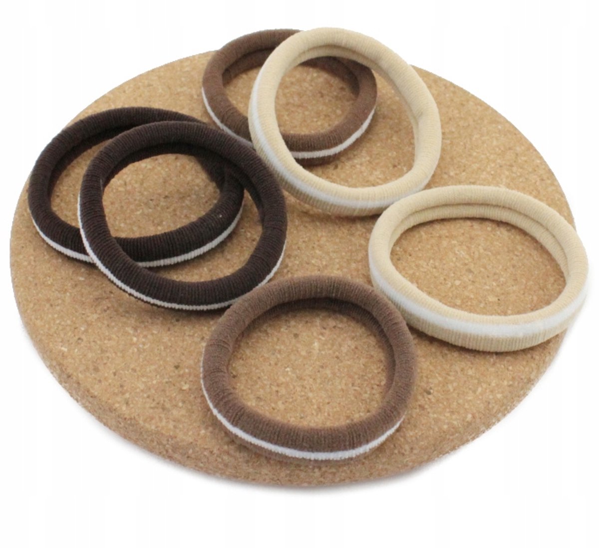 Lycra haarbandjes set 6 stuks beige gestreept