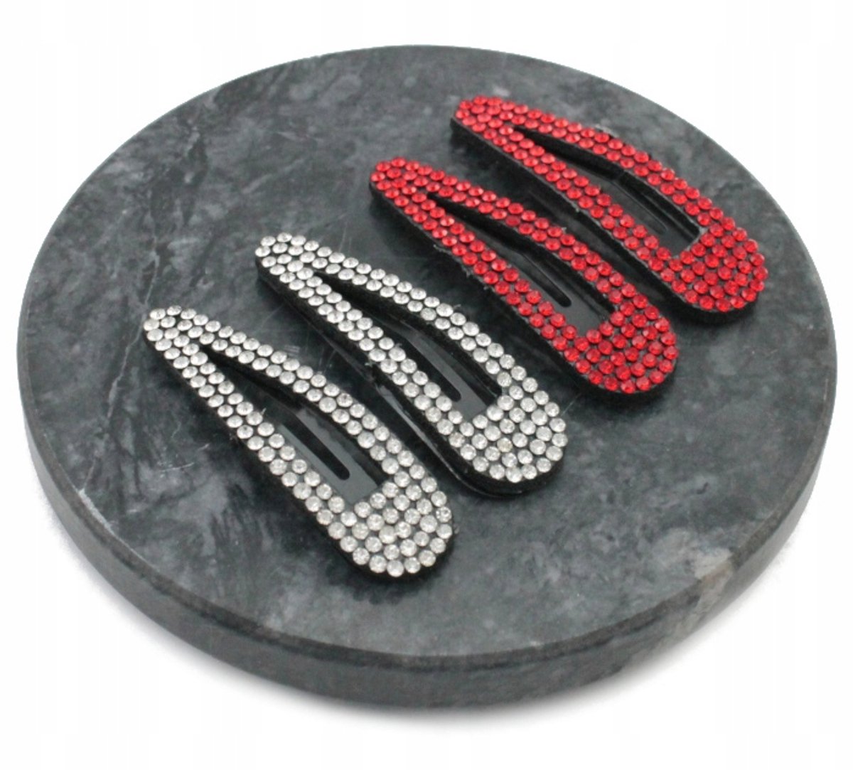 Set van 4 Haarspeldjes met Kristallen - Wit & Rood