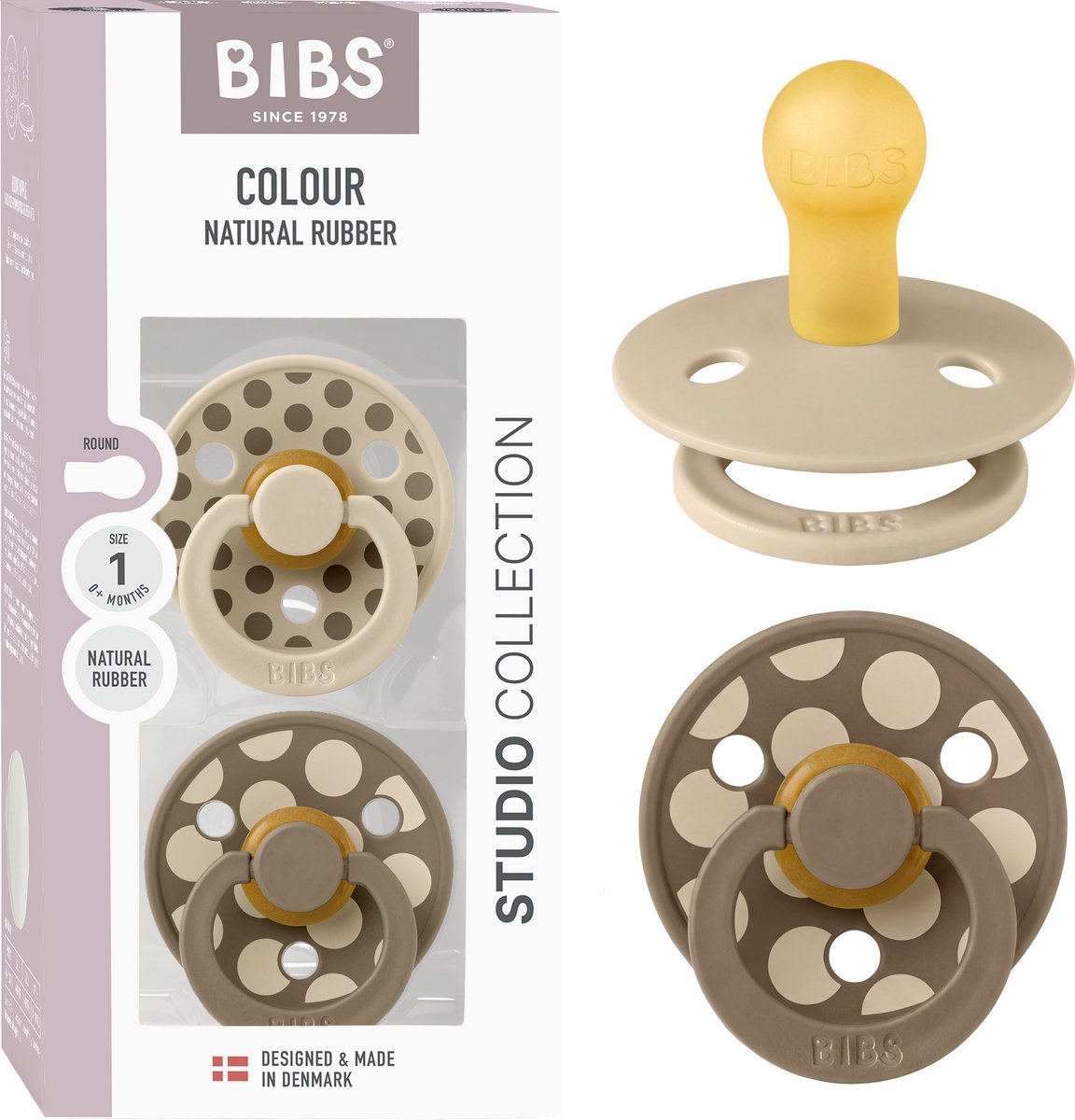 BIBS Colour Fopspeen - 0-6 mnd - 2-pack - Rond - Vanilla/Dark Oak