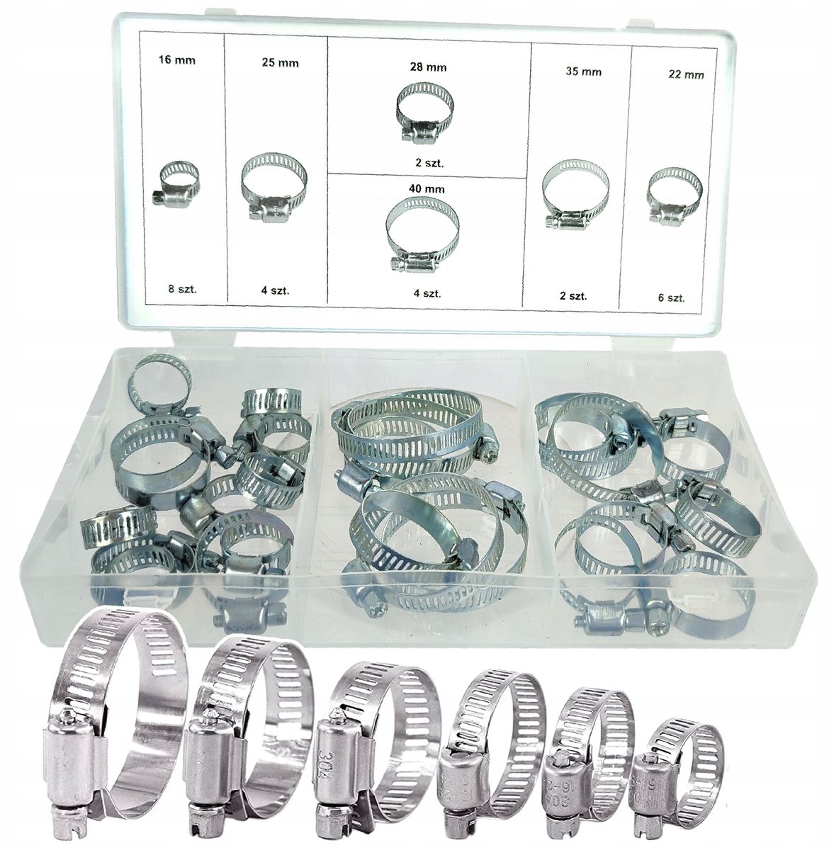 Set van 26 Slangklemmen / Slagring Klemmen (16-40 mm)