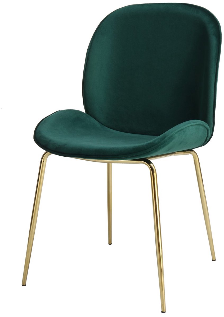 Padiro eetkamerstoelen set van 2 - groen - fluweel - ijzeren onderstel - retro