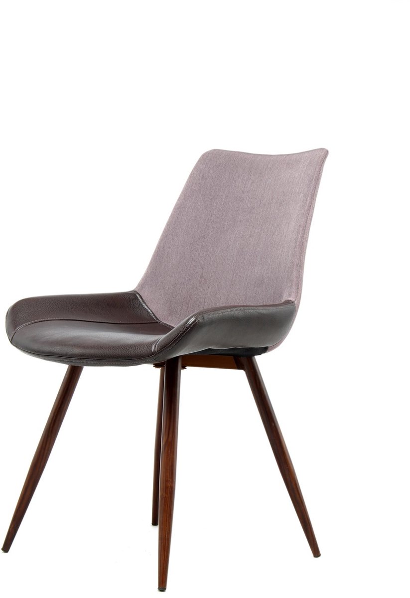 Padiro eetkamerstoelen set van 2 - paars / donkerbruin - kunstleer en stof - houten poten - retro