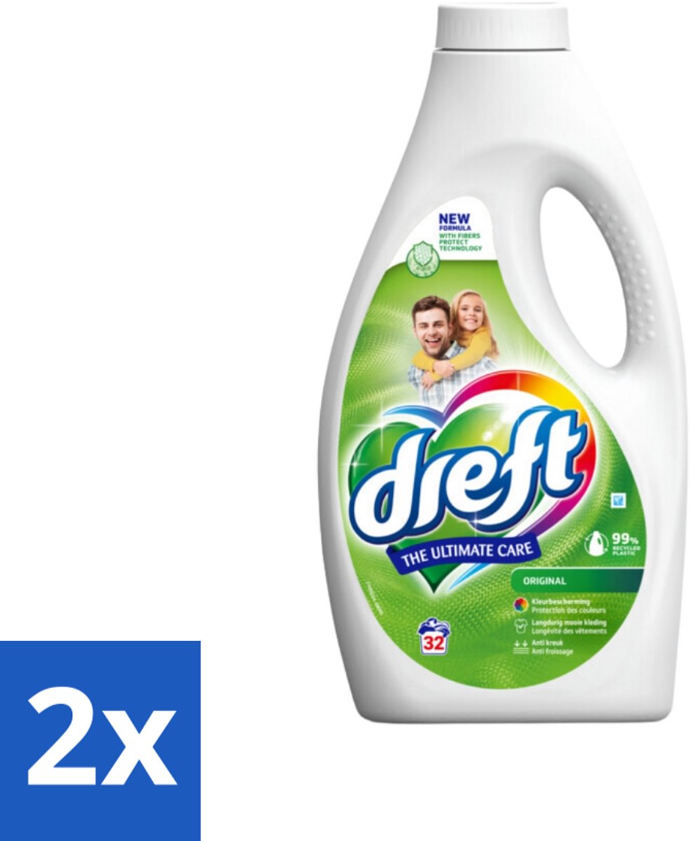 Dreft Vloeibaar Wasmiddel Origineel 32 Wasbeurten 1,4 liter - Voordeelverpakking - 2 stuks