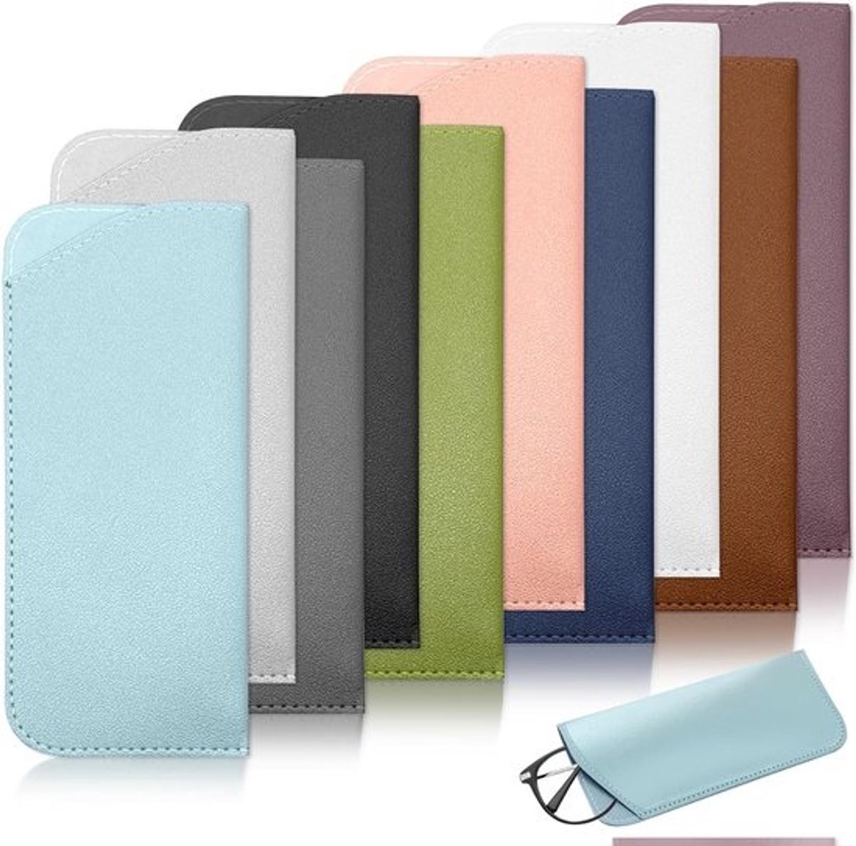 Set van 10 zachte brillenkoffers, draagbaar en veelzijdig, kleurrijke brillenhoes voor mannen, vrouwen en kinderen, ideaal voor bescherming en opslag