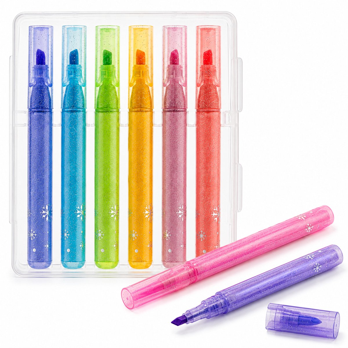 Highlighter Stiften met Geur en Glitters - 6 Kleuren - Markeerstiften