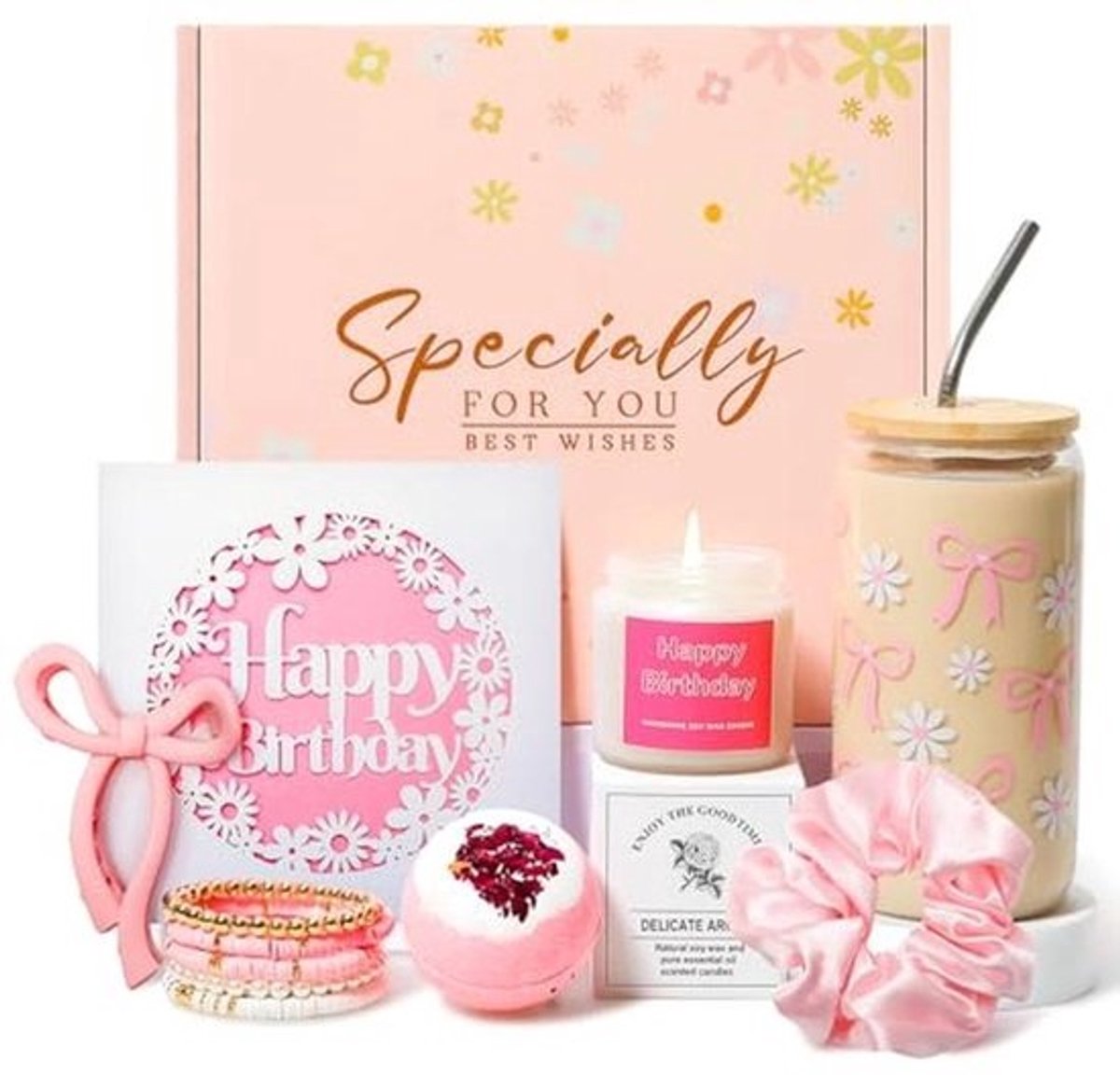 Birthday Gift for Women 10 11 12 16 18 21 30 Years Birthday Gift Girls Teenagers Best Friend Gift Set Pink Stuffs Gift Set for Boyfriend Sister Coworker