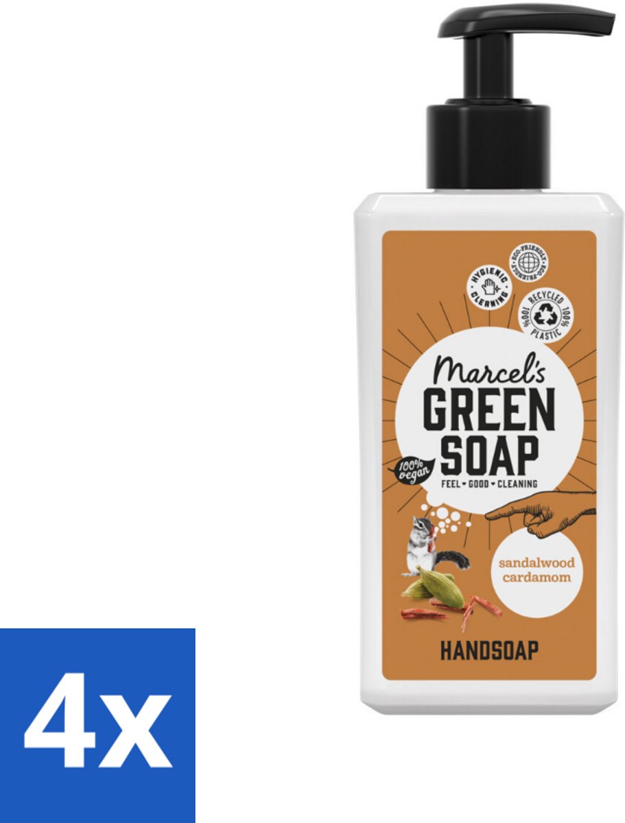 Marcel’s Green Soap – Handzeep – Sandelhout & Kardemom – 250 ml - Voordeelverpakking - 4 stuks