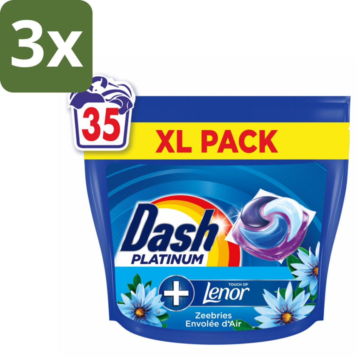 Dash – Wasmiddelcapsules – 4in1 Pods Zeebries – 35 capsules - Bulkverpakking - 3 stuks