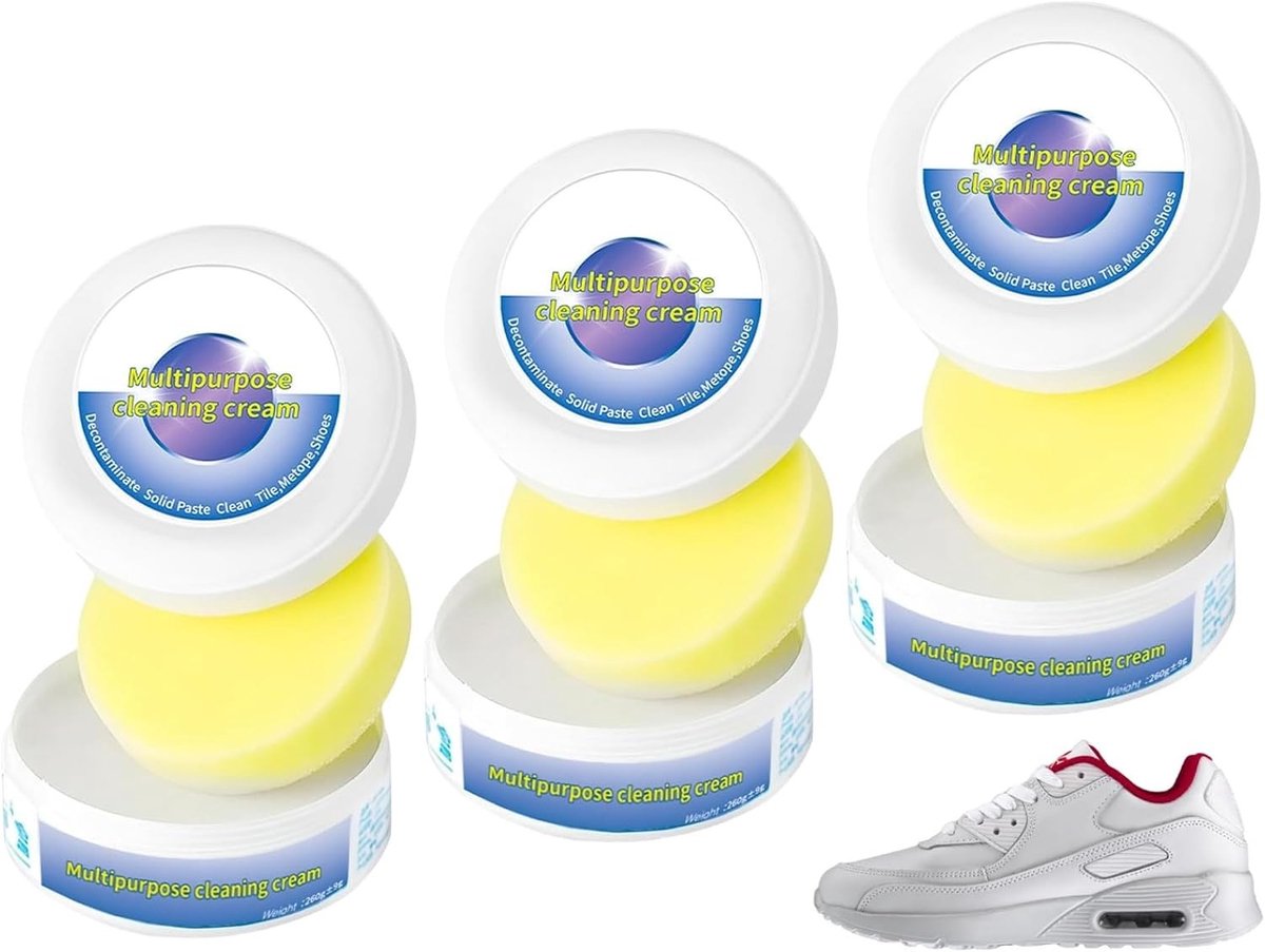 Multifunctionele Schoenreinigingscrème - 2 Stuks voor Witte Schoenen, Effectieve Reiniging, Vlekkenverwijderaar en Onderhoudsproduct voor Leer en Suède