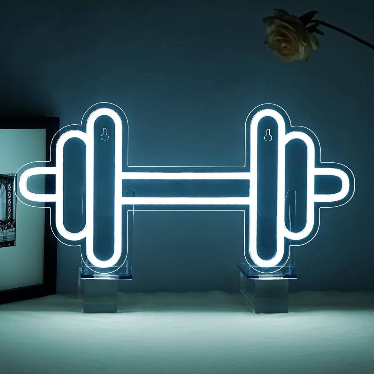 Dumbbells Neon Sign in Koud Wit en Warm Wit - LED Neon Licht voor Wanddecoratie en Fitnessruimte