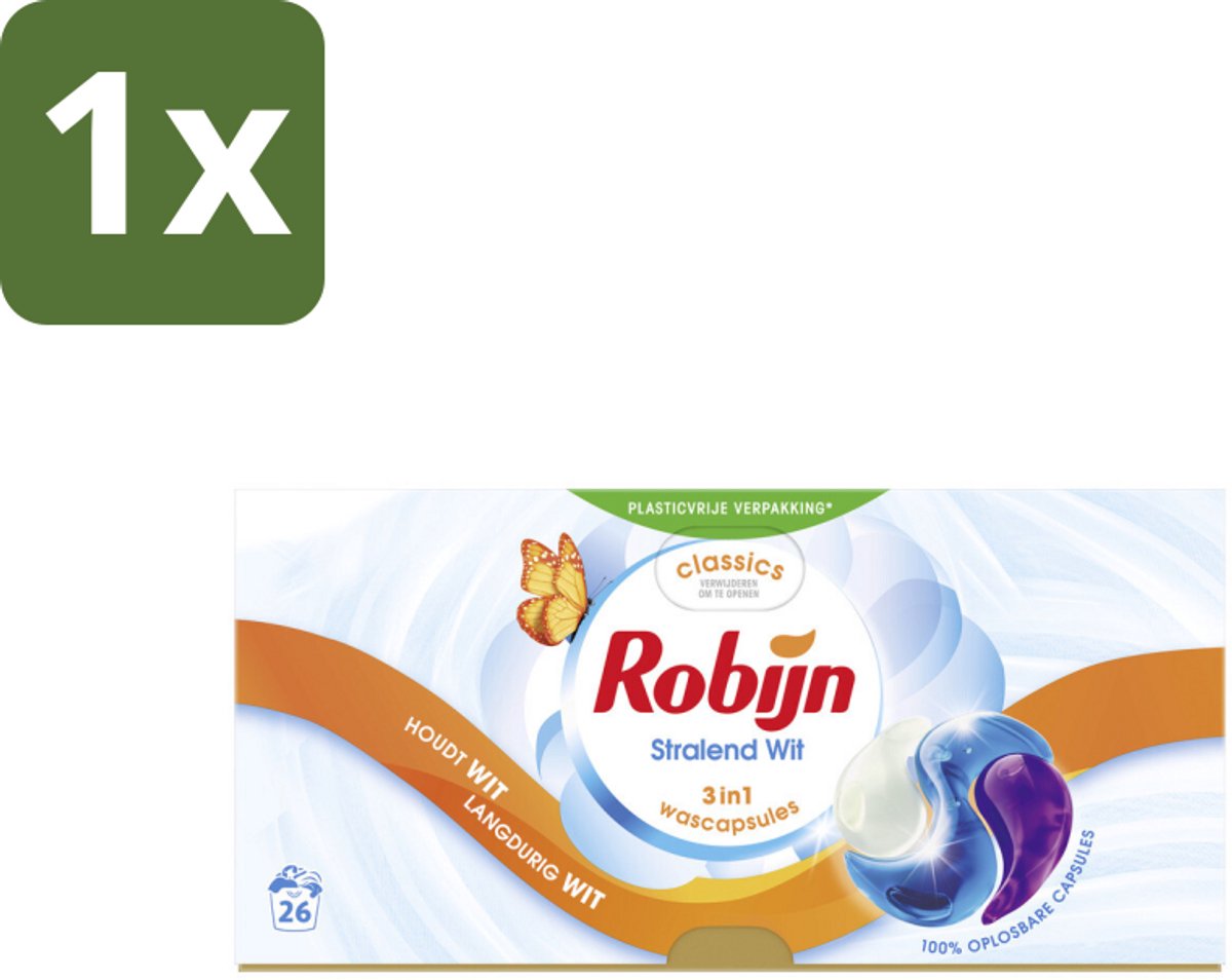 Robijn – 3-in-1 Wascapsules – Stralend Wit - 26 Capsules - 1 stuk