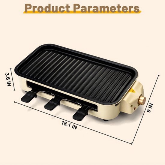 casalora® - Bakplaat electrisch - Tafelgrill - Grill apparaat - Tepanyaki bakplaat - Gourmetstel - Met Grillnet & Anti-Aanbak Verwijderbaar Kookplaat - Regelbare thermostaat - Vaatschoonmachinebestendig - rookloze barbecue - voor binnen en buiten — afbeelding 3