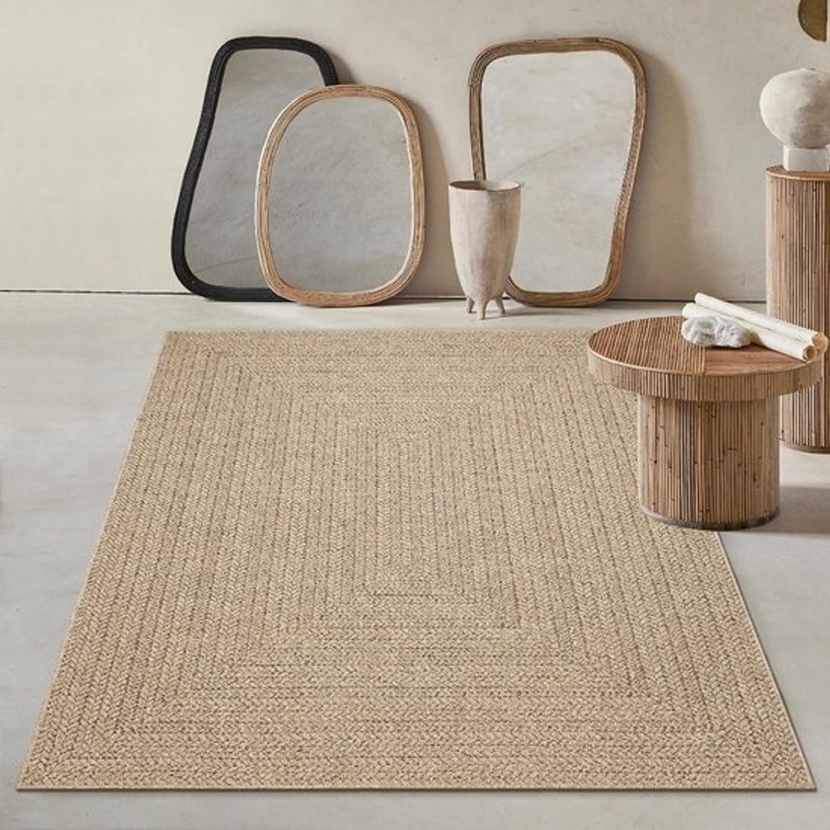 Buitentapijt Jute Look - Terrastapijt Binnenbuiten - Terras en Tuin - Weerbestendig Kleurbestendig - 60 x 90 cm - Natuurlijk