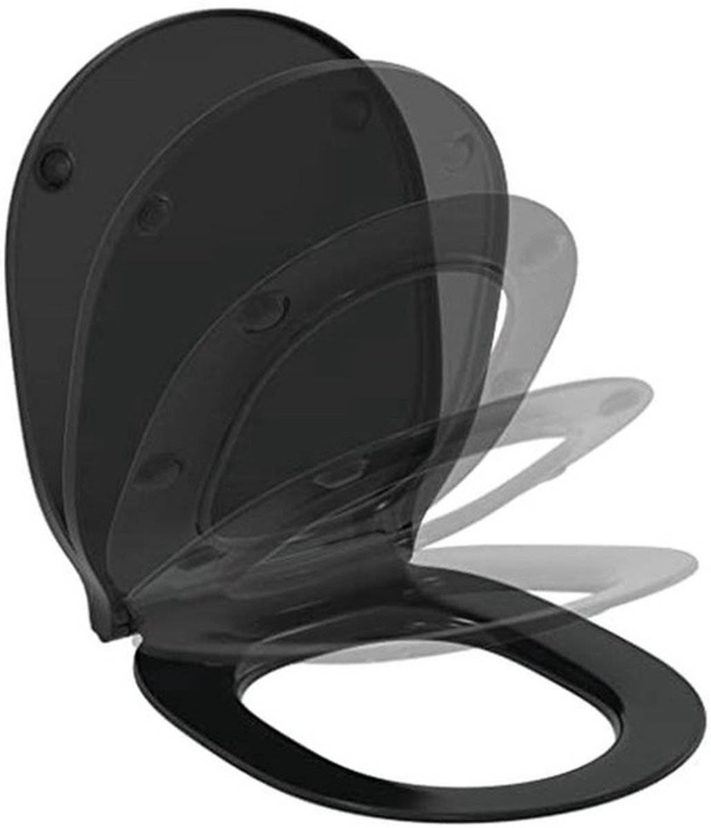 Toiletbril met Soft Close en Wrapover - Zwart