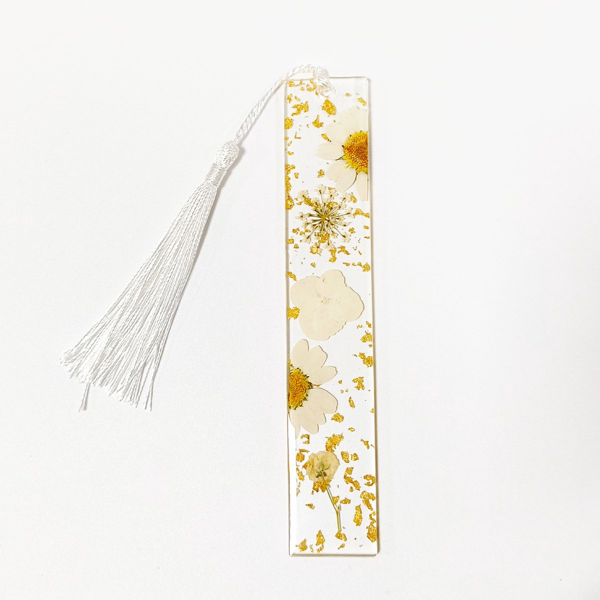Set van 5 Transparante Acryl Boekenleggers met Echte Gedroogde Bloemen en Kwastje, 14 x 2,5 cm met 0,3 cm Dikte, Handgemaakte Duurzame Leestool voor Boekenliefhebbers, Studenten en Lezers -13