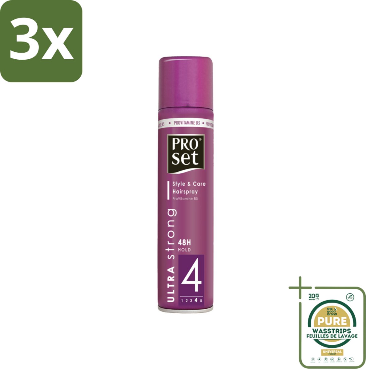 3 x Proset Haarspray Ultra Sterk 300 ml - Grootverpakking - Haarspray - 48 Uur Fixatie - Ultra Sterke Fixatie - ProVitamine B5 - Gezond Haar