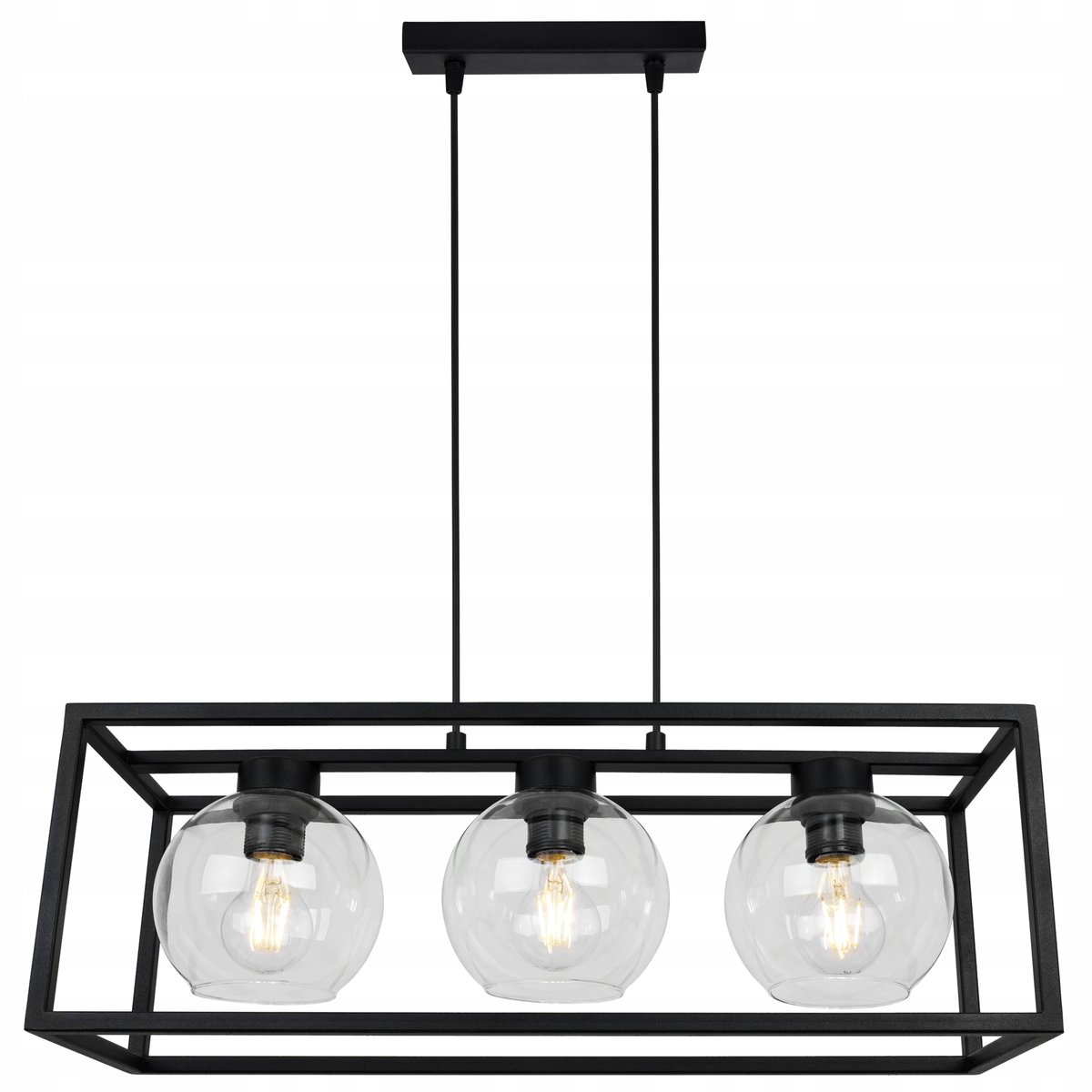 Hanglamp HAGA CAGE Zwart Glas 3xE27 Loft Stijl