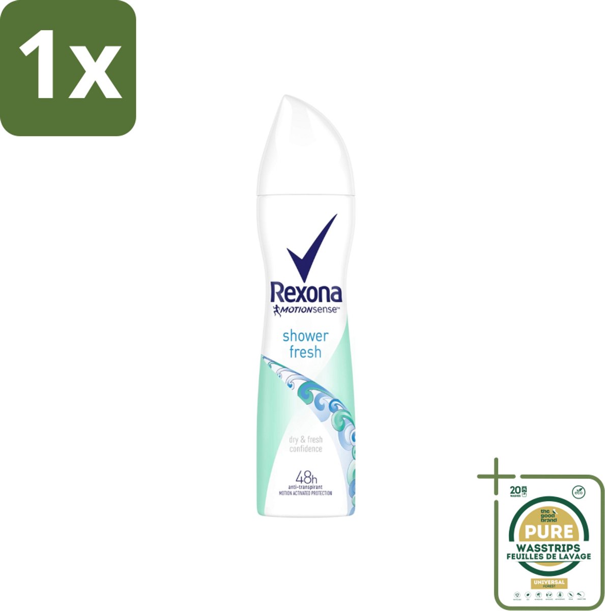 1 x Rexona - Shower Fresh - Deodorant Spray - Anti-transpirant - 150 ml- Shower Fresh - Deodorant Spray - Anti-transpirant - 48 Uur Bescherming - Motion Sense