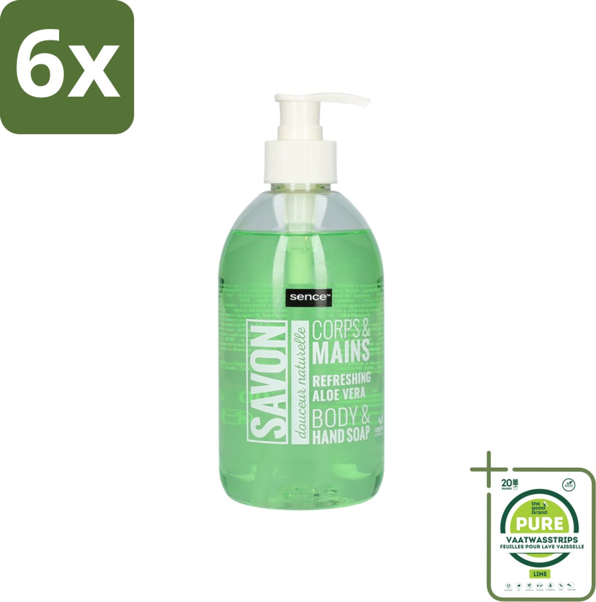Sence - Refreshing Aloe Vera - Handzeep - Savon - 500 ml - Voordeelverpakking - 6 stuks - Aloe Vera Handzeep - Handverzorging