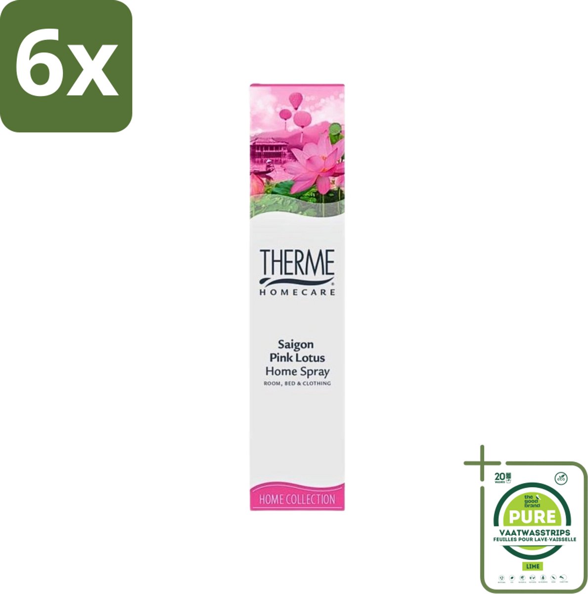 Therme - Interieurspray - Saigon Pink Lotus - Oosterse Romantiek in Huis - 60 ml - Voordeelverpakking - 6 stuks - Interieurspray - Saigon pink lotus