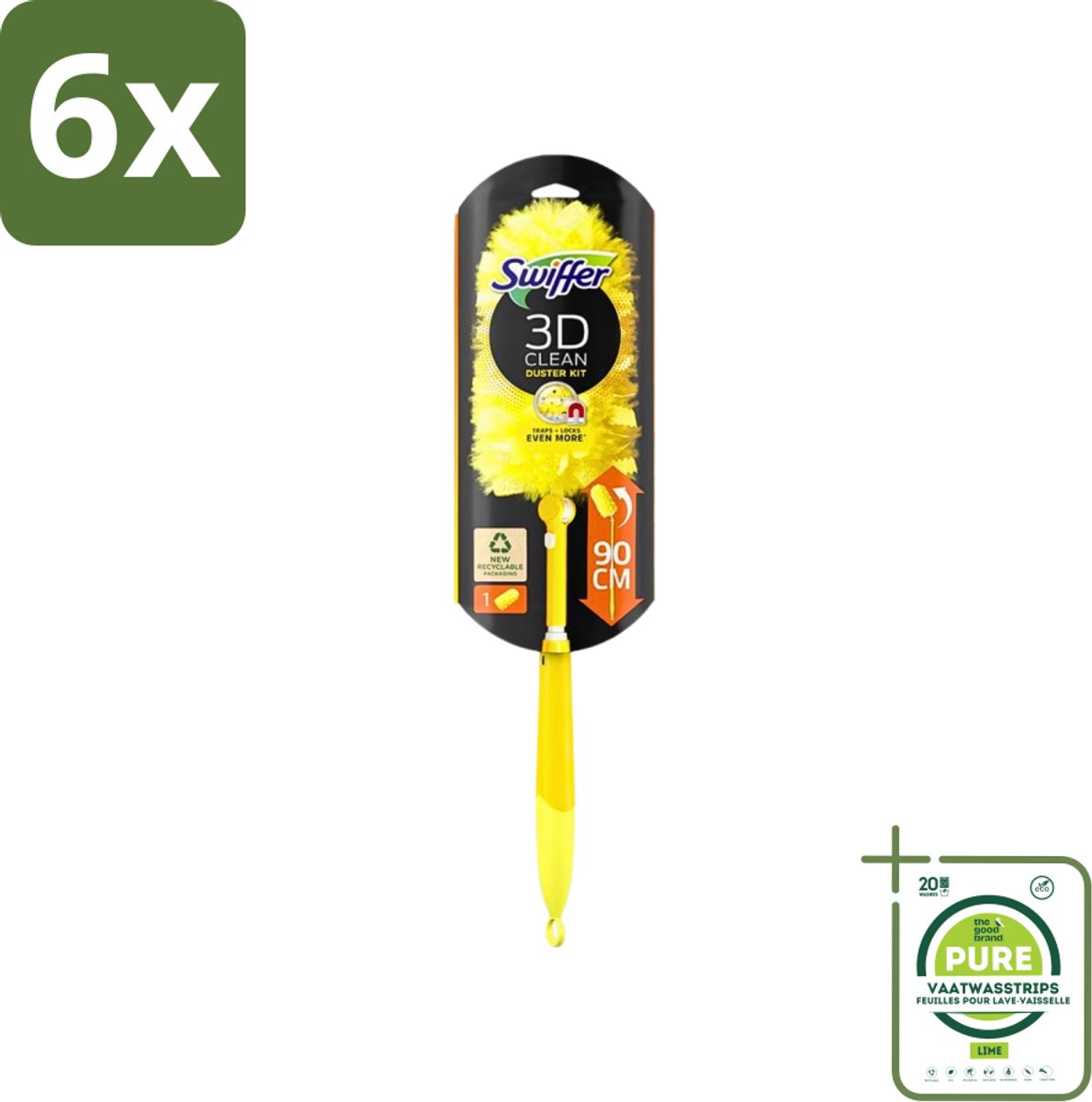 Swiffer - Duster XXL - Telescopische Plumeau - 360° Stofverwijdering - Handvat + 1 Doek - Voordeelverpakking - 6 stuks - Stofverwijdering - Stofdoek