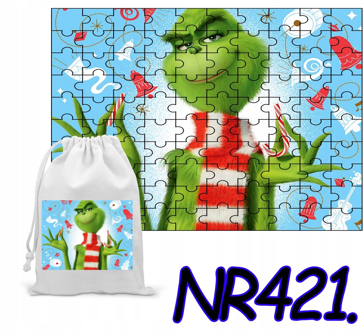 Grinch Puzzel 252 Stukjes met Bedrukte Opbergzak - Leuk Cadeau
