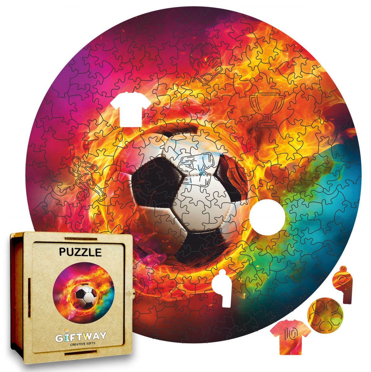 Houten Voetbal Puzzel 215 Stukjes - Unieke Vormen, Decoratie