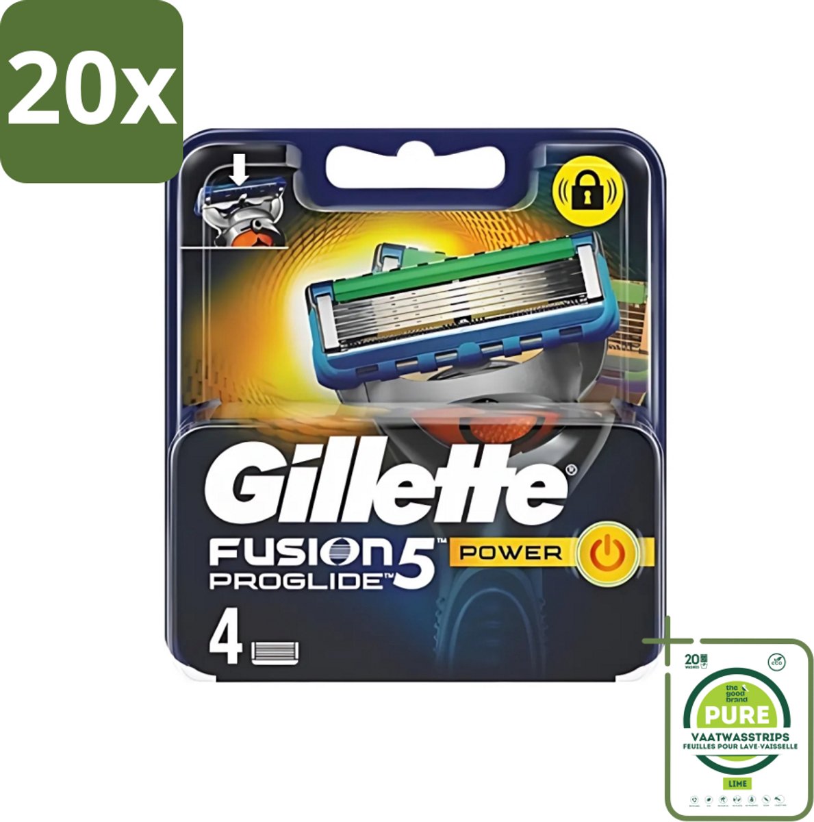 20 x Gillette - Fusion 5 ProGlide Power - Precisie en comfort - 4 Navulscheermesjes - Grootverpakking - Scheermesjes - Scheren - Scheren Mesjes - Scheren Voor Mannen - Scheren Comfort