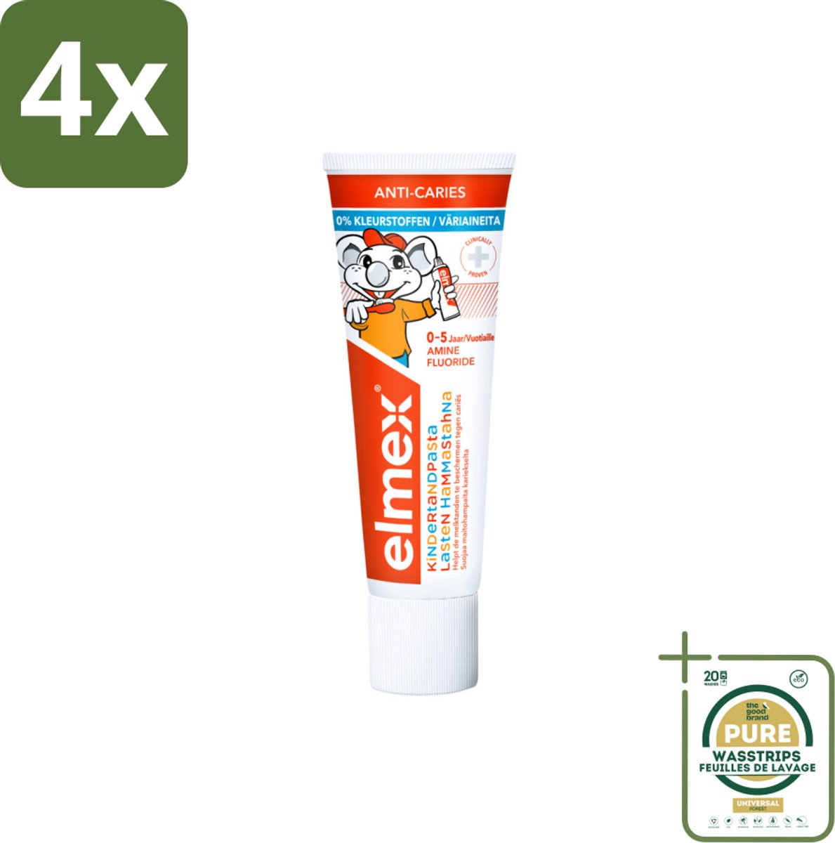 Elmex Gel-Tandpasta Peuter (0-5 Jaar) 75 ml - Voordeelverpakking - 4 stuks - Aminfluoride tandpasta - Remineralisatie tandpasta