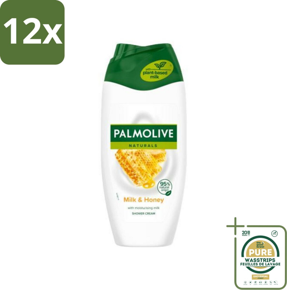 Palmolive Naturals - Douchecrème - Honing & Melk - Hydraterende Melk - 250 ml - Voordeelverpakking - 12 stuks - Honing - Hydraterende douchegel