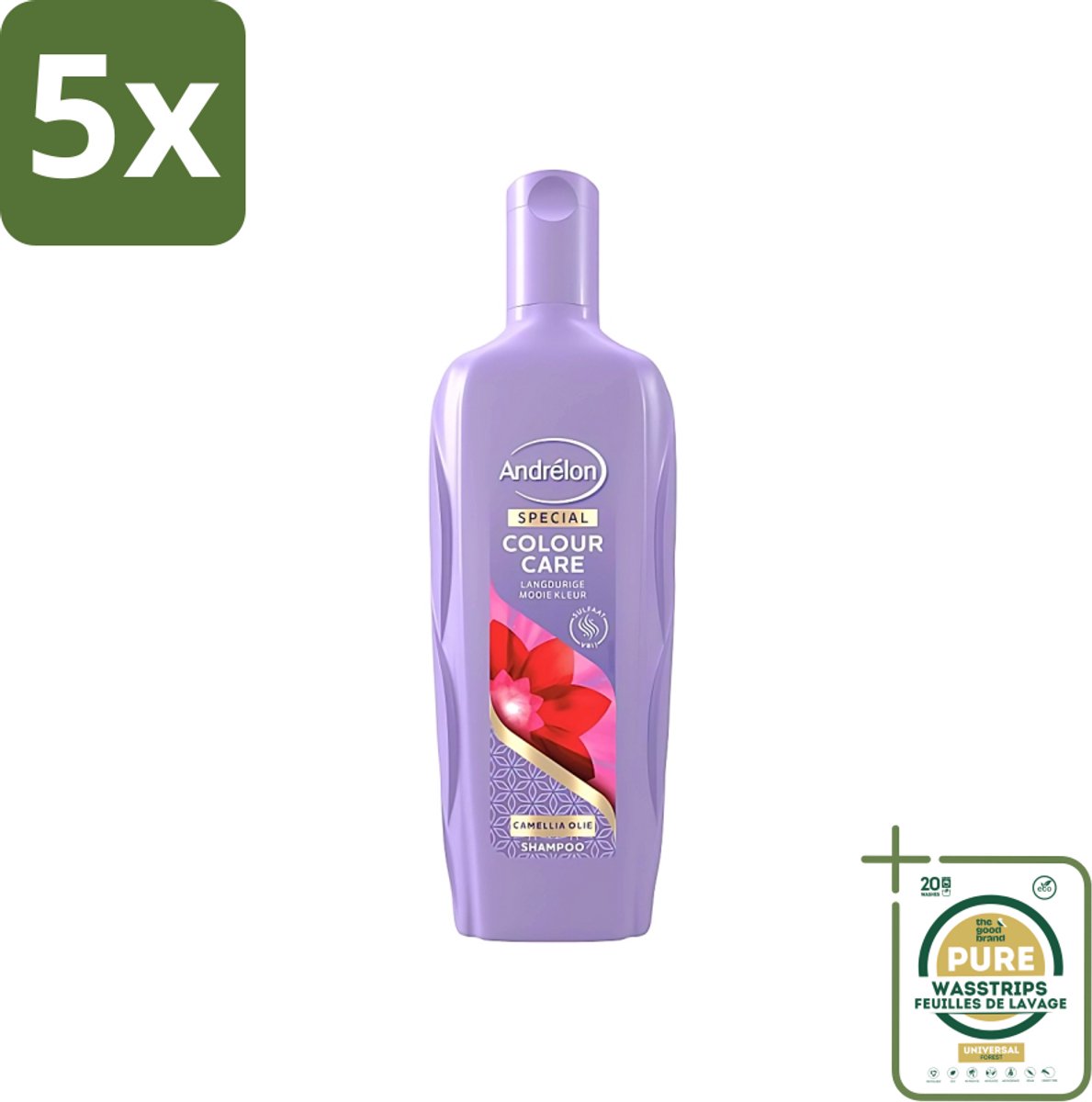 5 x Andrélon - Colour Care - Shampoo - Sulfaatvrij - 300 ml - Grootverpakking - Kleurbehoud - Sulfaatvrije Shampoo - Gekleurd Haar - Haar Reinigen - Haar Verzorgen