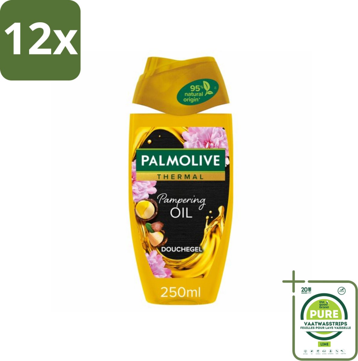 Palmolive Douchegel Thermal Pampering Oil 250 ml - Voordeelverpakking - 12 stuks - Douchegel - Macadamia-olie