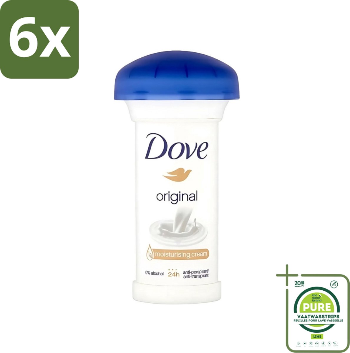 Dove - Deodorant - Roll-on - Original - Frisse geur en bescherming - 50 ml - Voordeelverpakking - 6 stuks - Dove Deodorant Stick - Anti-Transpirant