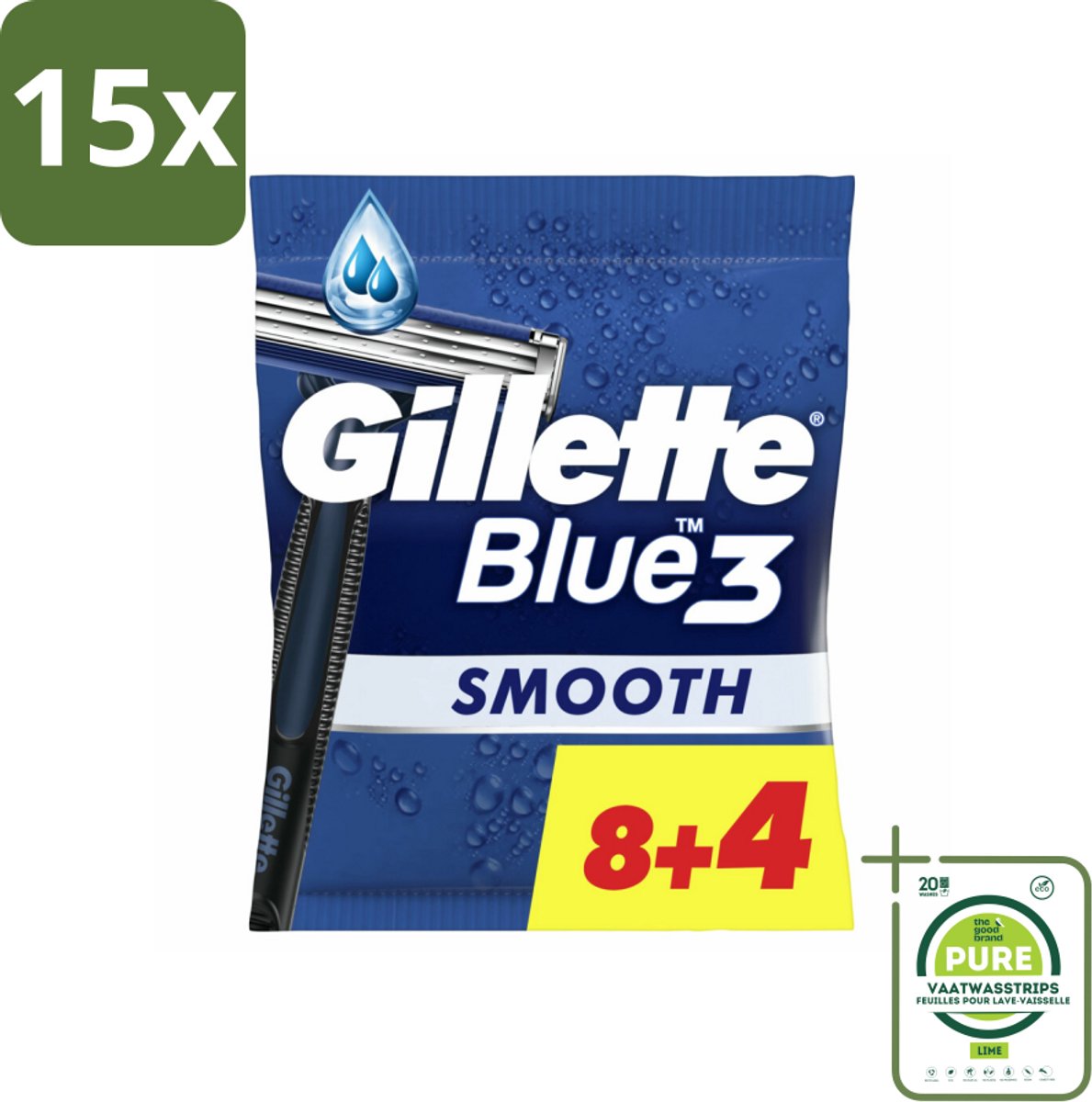 15 x Gillette Wegwerpmesjes Blue III 12 stuks per verpakking - Grootverpakking - Scheermes - Scheermesje - Scheerbeurt - Scheerhandvat - Scheerhoofd