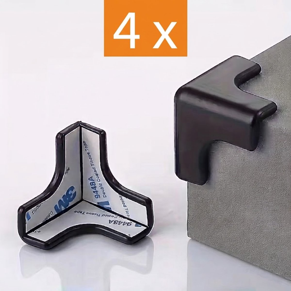 Zwarte Baby Hoekbeschermers 4 Stuks - Veiligheidsbumpers voor Tafel en Meubels - Plastic - Bescherming voor Kinderen