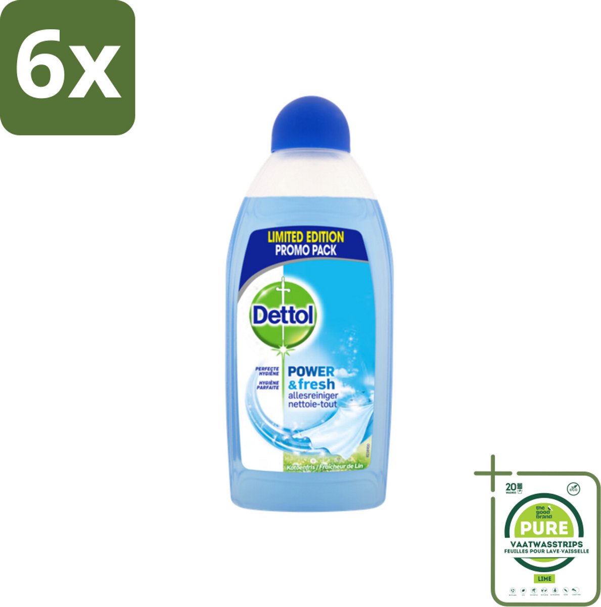 Dettol Power & Fresh Allesreiniger Katoenfris 500 ml - Voordeelverpakking - 6 stuks - Allesreiniger - Vet verwijderen