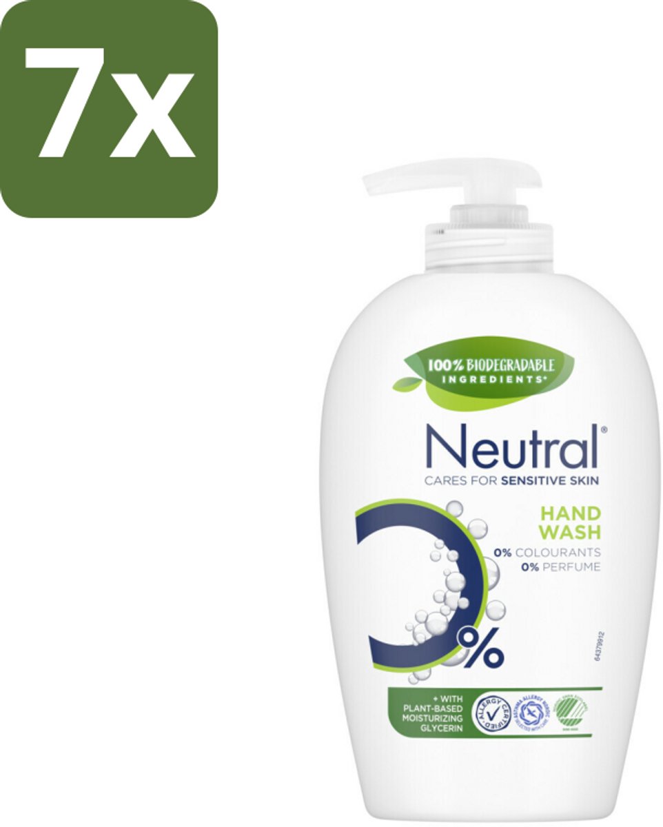 7 x Neutral Vloeibare Handzeep 250 ml - Gevoelige Huid - Handzeep - Vloeibare Handzeep - 0% Parfum - 0% Kleurstof